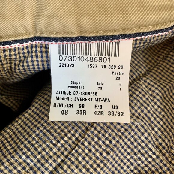 BRAX Pants Mens 33-32 KHAKI Brown Fabio Chino Straight Feel Good Covered - Picture 7 of 7